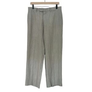Vintage Hermes High Waisted Relaxed Striped 100% Linen Pants‎ Women's Size 42
